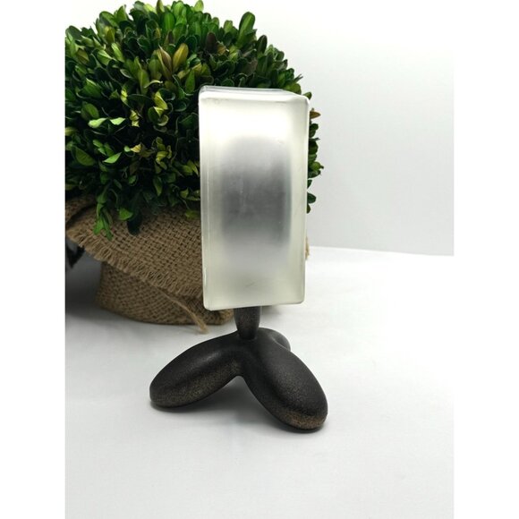 Michael Graves Clear Lucite Desk Alarm Clock Tripod Bronze Base - Picture 4 of 10